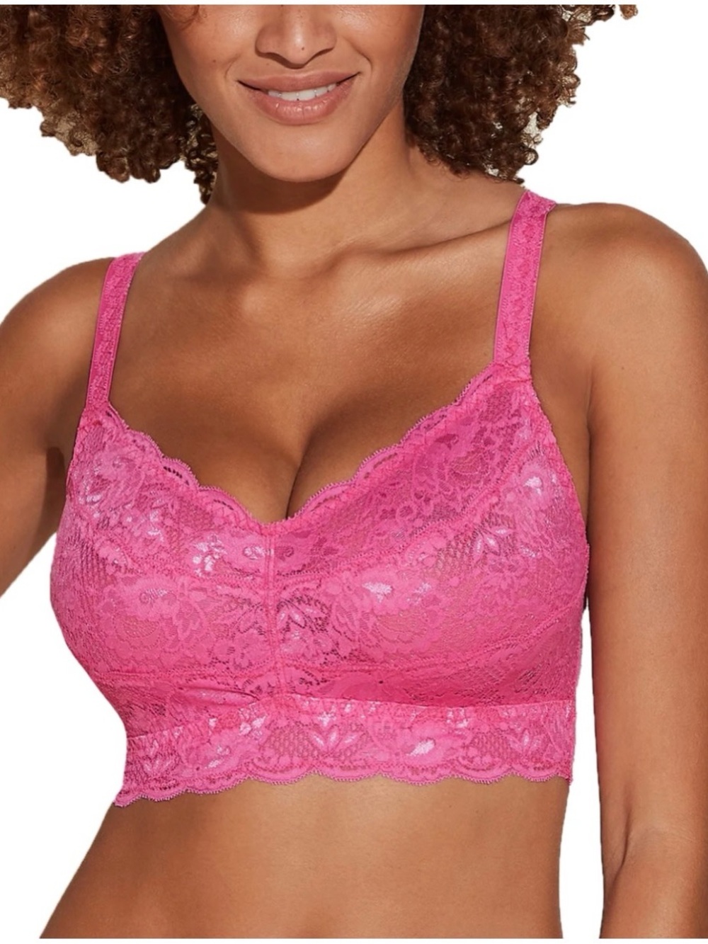 Cosabella Women’s Sz L Pink Lace Bralette Never Say Never Curvy Sweetie Stretch